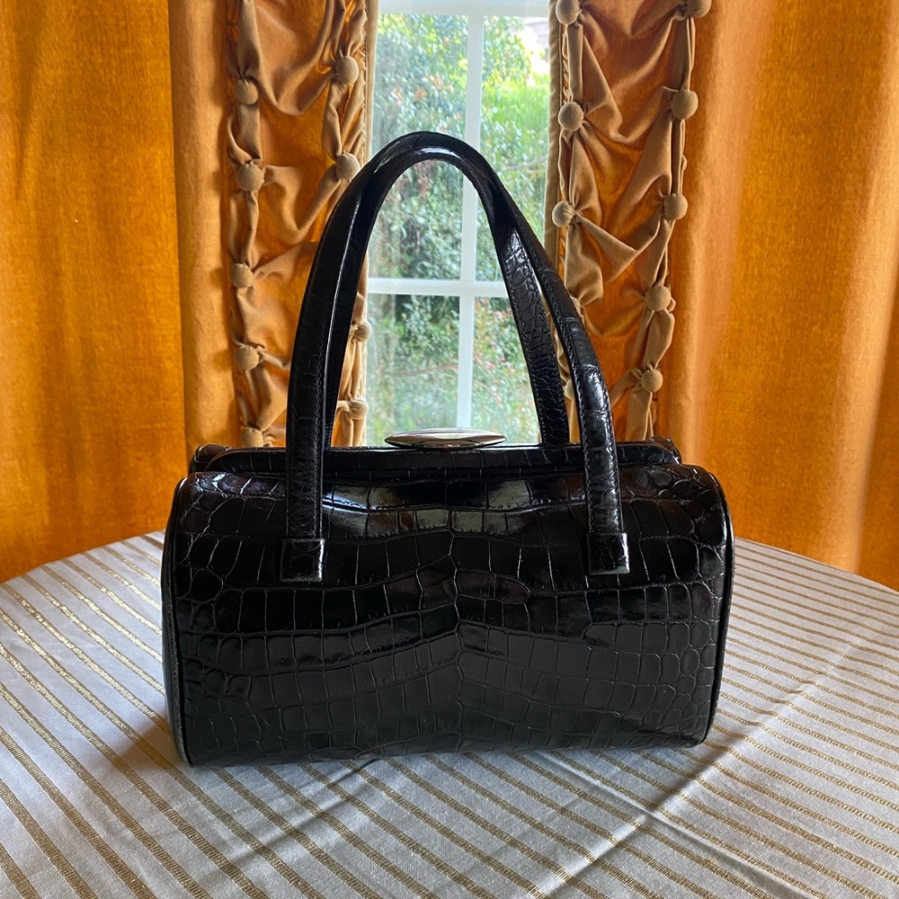Lulu Guinness Embossed Reptile Leather Handbag